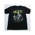 thumbnail image 1 of Men's NOFX Decline Graphic T-Shirt - Black Cotton Retro Street Style Short Sleeve Tee with Bold Yellow Cartoon Print, Plus Size, Machine Washable, All-Season Casual Wear, Retro T Shirt, 1 of 5