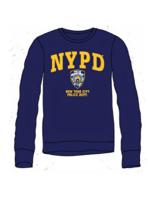Men's NYPD Crewneck Sweatshirt Navy Blue/Yellow, Medium