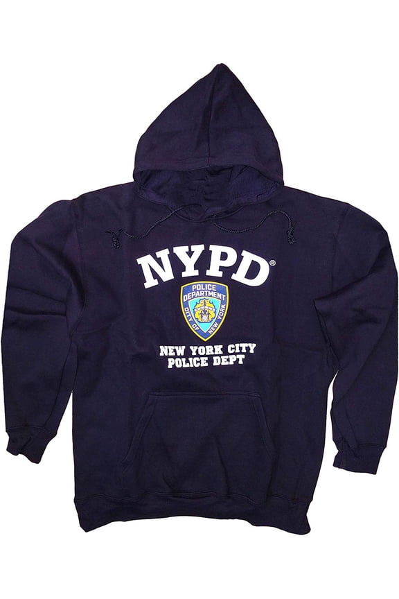 Men's NYPD Sweatshirt YELLOW Letters & Badge Hoodie Navy Blue 3XL