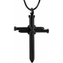Men's Nail Cross Necklace Cross Pendant Necklace Christian Jewelry Gift Nail Cross Cremation Urn Necklace for Ashes Memorial Jewelry Funeral Ashes Holder Keepsake Cremation Jewelry