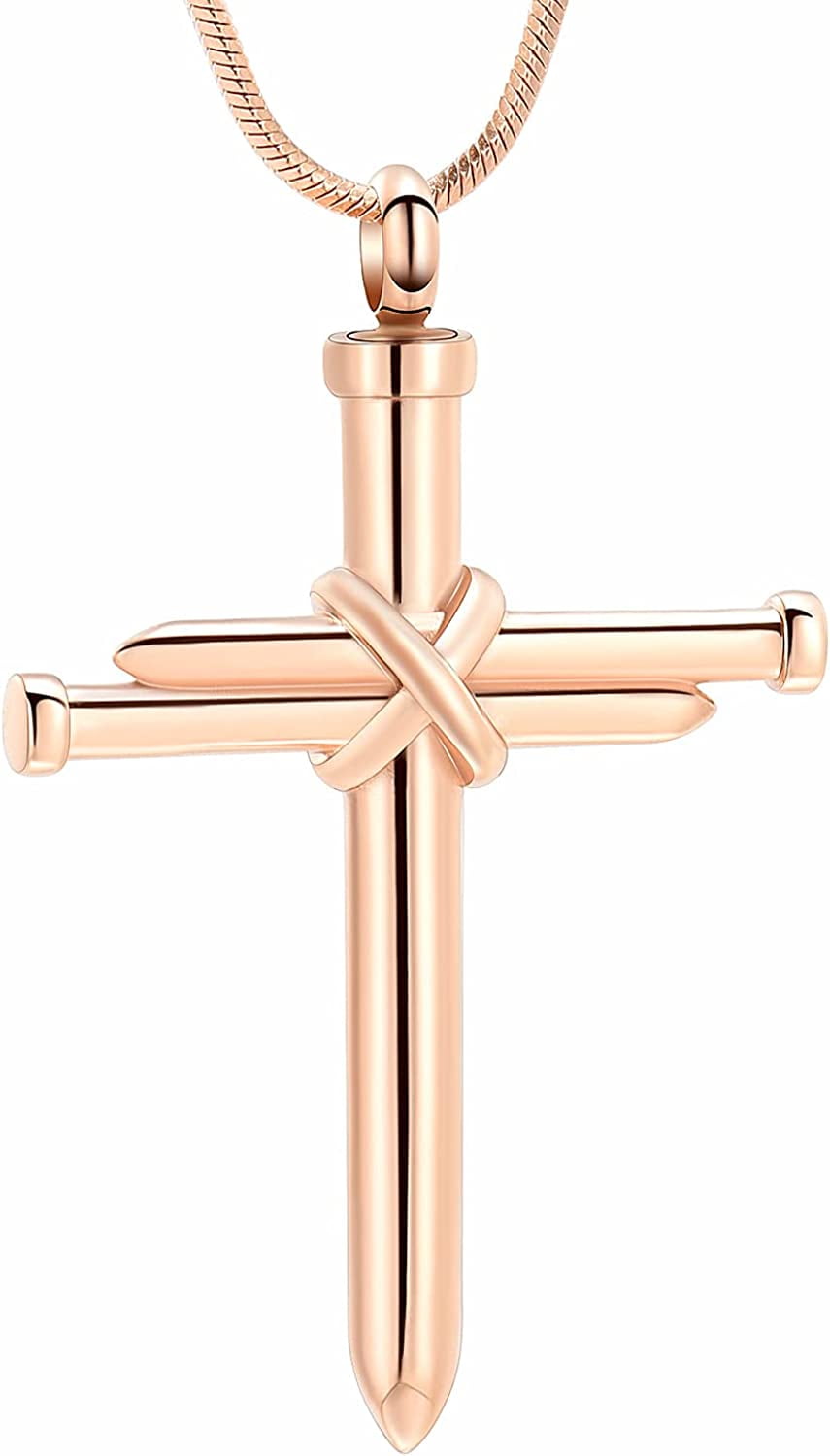 Men's Nail Cross Necklace Urn Neckless Lockets for Human Ashes Holder