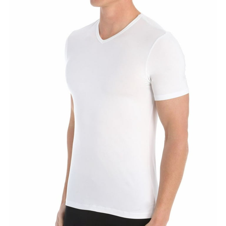 Men's Naked M140500 Luxury Micromodal Stretch V-Neck T-Shirt (White L)