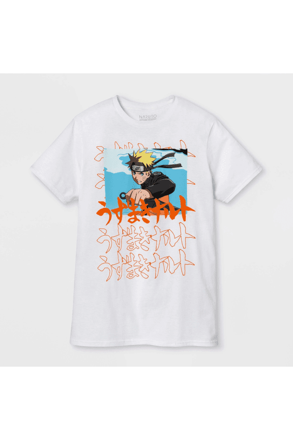Men's Naruto Short Sleeve Graphic T-Shirt - White, Medium