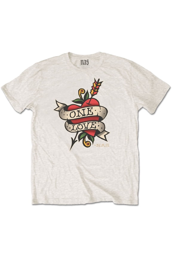Men's Nas Love Tattoo Slim Fit T-shirt Large Natural