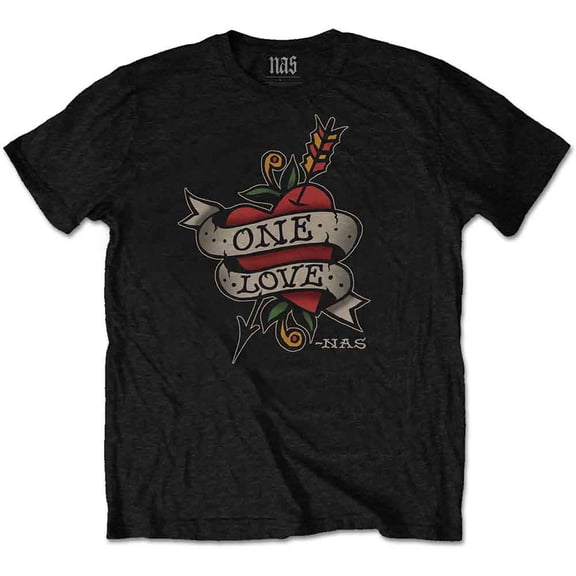 Men's Nas Love Tattoo Slim Fit T-shirt XX-Large Black