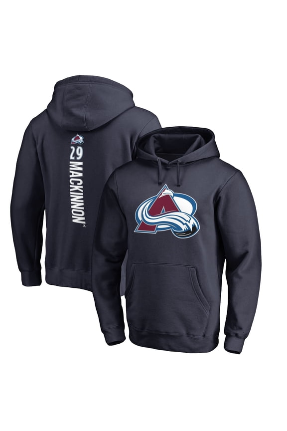 Men's Nathan MacKinnon Navy Colorado Avalanche Backer Name & Number Pullover Hoodie
