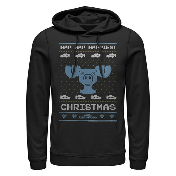 Men's National Lampoon's Christmas Vacation Deer Ugly Christmas Sweater Print Pull Over Hoodie