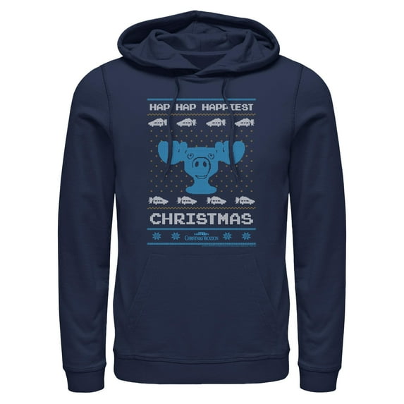 Men's National Lampoon's Christmas Vacation Deer Ugly Christmas Sweater Print Pull Over Hoodie