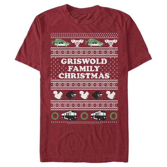 Men's National Lampoon's Christmas Vacation Griswold Family Christmas Ugly Sweater  Graphic Tee Cardinal Large