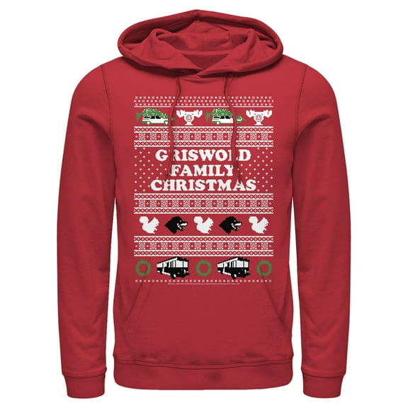 Men's National Lampoon's Christmas Vacation Griswold Family Christmas Ugly Sweater  Pull Over Hoodie Red X Large