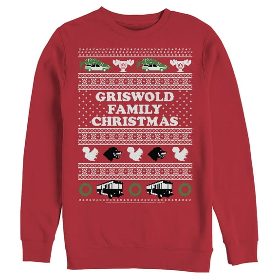 Men's National Lampoon's Christmas Vacation Griswold Family Christmas Ugly Sweater Sweatshirt Red Large