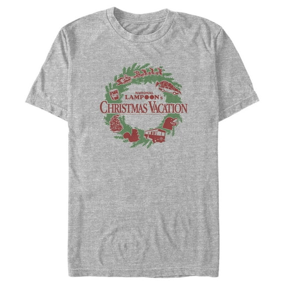 Men's National Lampoon's Christmas Vacation Wreath Logo  Graphic Tee Athletic Heather 5X Large