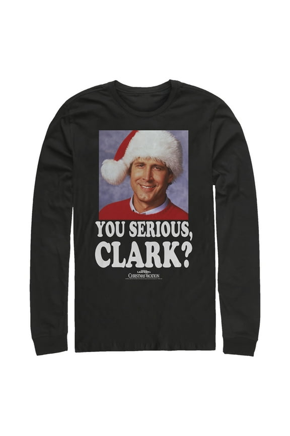 Men's National Lampoon's Christmas Vacation You Serious, Clark Long Sleeve Shirt Black X Large