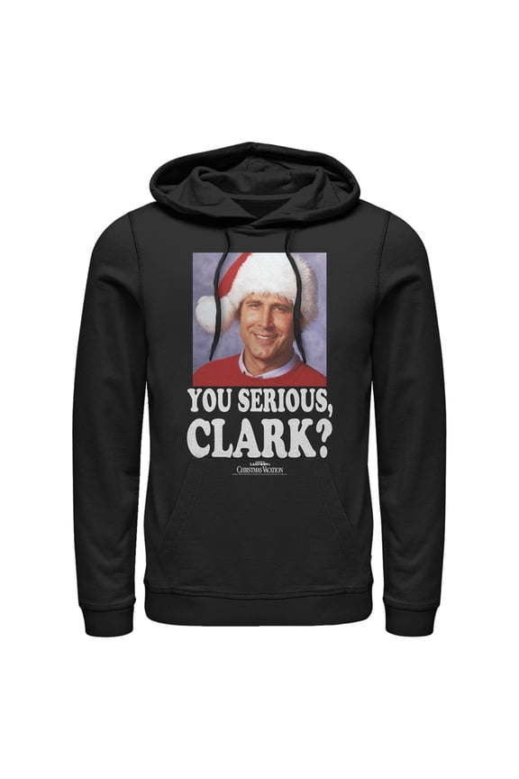 Men's National Lampoon's Christmas Vacation You Serious, Clark Pull Over Hoodie Black 2X Large