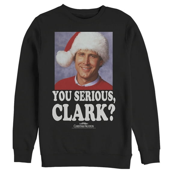 Men's National Lampoon's Christmas Vacation You Serious, Clark Sweatshirt Black Large