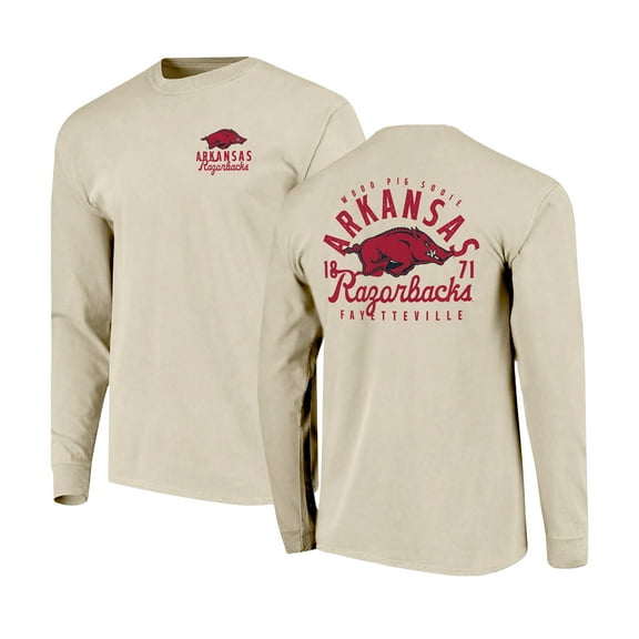 Men's Natural Arkansas Razorbacks Comfort Colors Mascot Overlay Long Sleeve T-Shirt