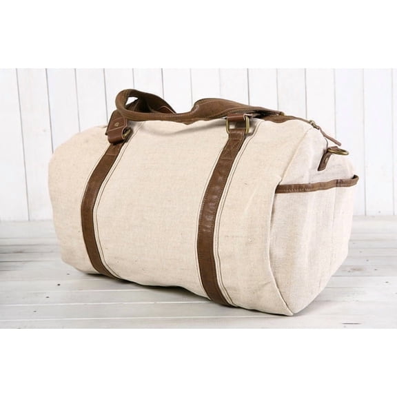 Men's Natural Heavy Linen Duffel & Sport Bag with Dual Straps