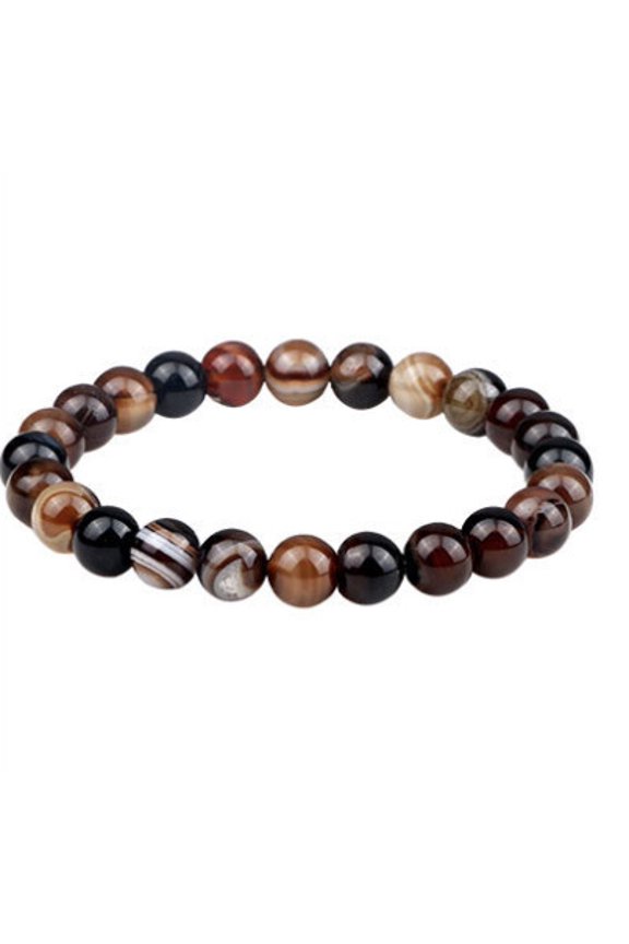 Men's Natural Lava Stone Beaded Bracelet - Grounding & Stylish Elastic Bracelet