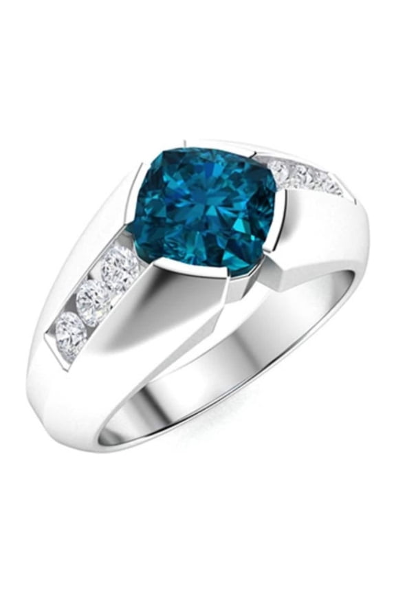 Men’s Natural London Blue Topaz Ring | Handmade 925 Sterling Silver Birthstone Jewelry