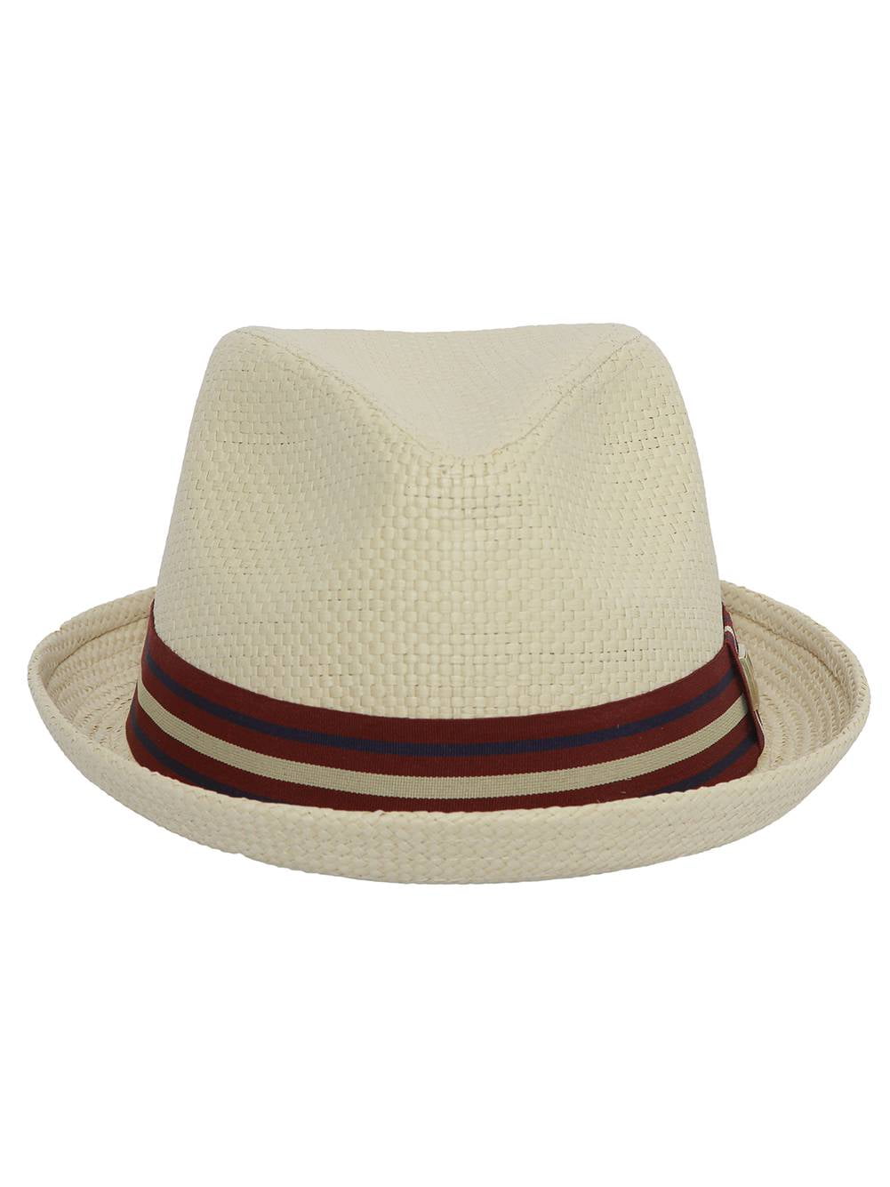 Men's Natural Paper Depp Classic Fedora Hat w/ Striped Brim (L/XL)