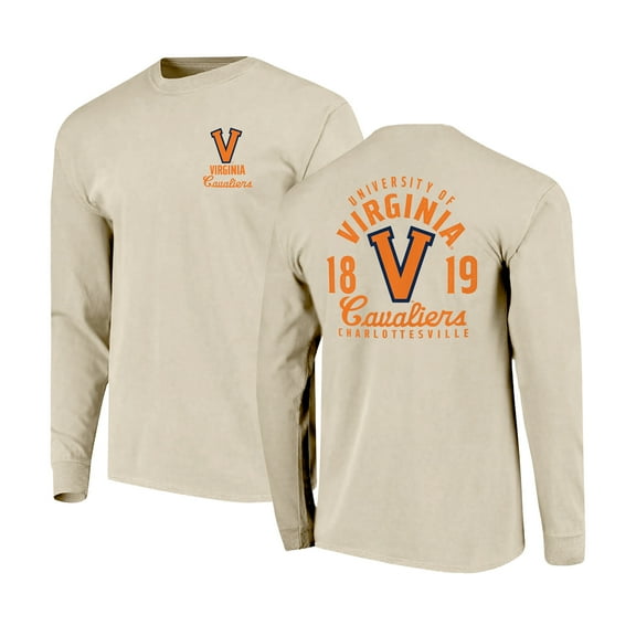 Men's Natural Virginia Cavaliers Comfort Colors Mascot Overlay Long Sleeve T-Shirt