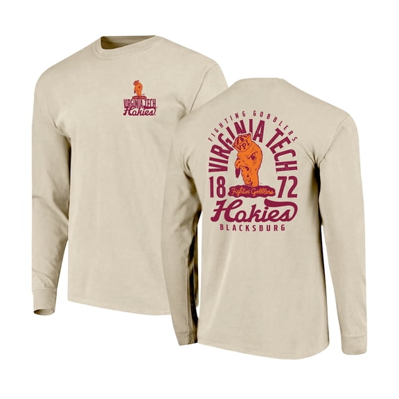 Men's Natural Virginia Tech Hokies Comfort Colors Mascot Overlay Long Sleeve T-Shirt