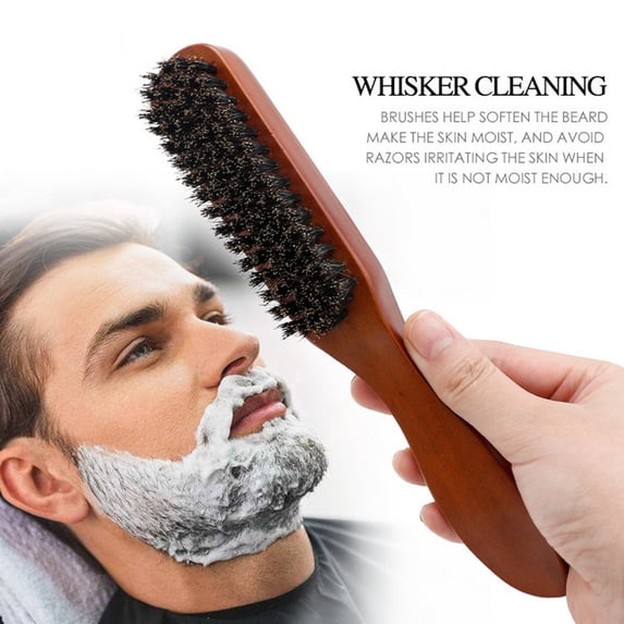 Men's Natural Wood Beard Comb and Brush Set for Grooming Styling