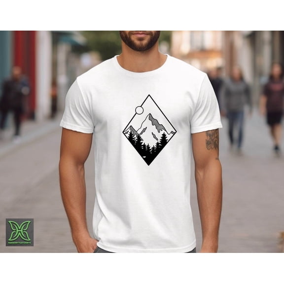 Men's Nature T-Shirt,Hiking and Camping Shirt,Mountain Adventure Tshirt,Gifts for Dad,Camping Gift,Sunset over Hills Outdoor Tee All Size S-5Xl