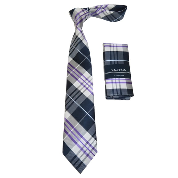 Men's Nautica Tie and Hankie Set Woven Silky Feel #Nautica-2 Lavender