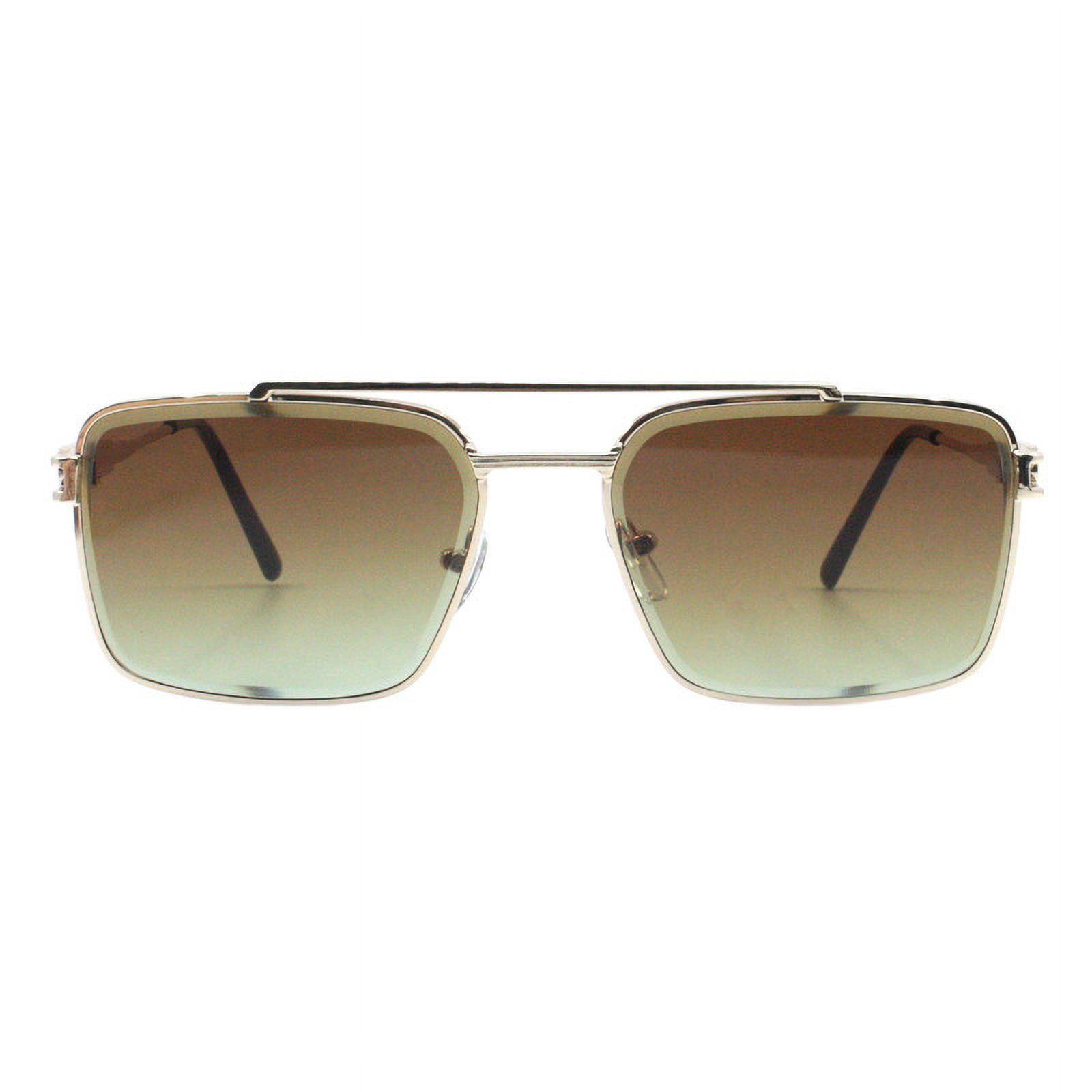 Men's Navigator Sunglasses Square Rectangle Metal Frame UV400 Gold ...