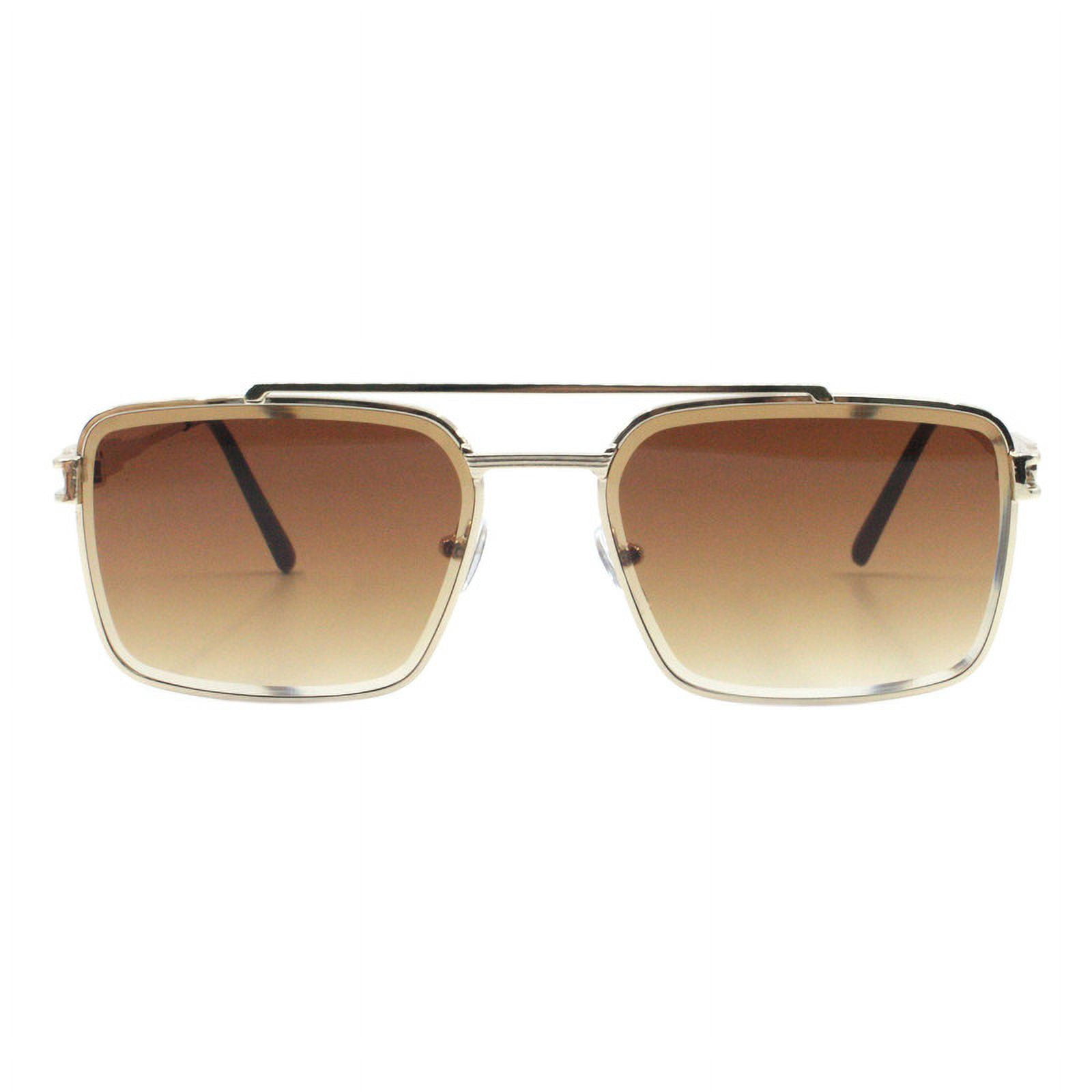 Men s Navigator Sunglasses Square Rectangular Metal Frame UV400 Gold Smoke Walmart