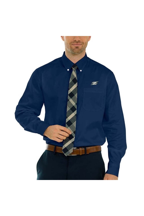 Men's Navy Akron Zips Wicked Woven Long Sleeve Button-Down Shirt