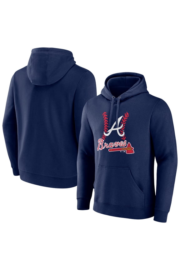 Men's Navy Atlanta Braves Fastball Pullover Hoodie