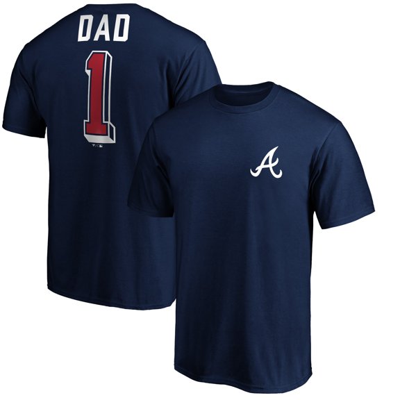 Men's Navy Atlanta Braves Number One Dad T-Shirt