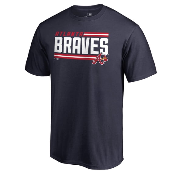 Men's Navy Atlanta Braves Onside Stripe T-Shirt