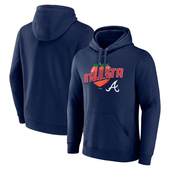 Men's Navy Atlanta Braves Peach Pullover Hoodie