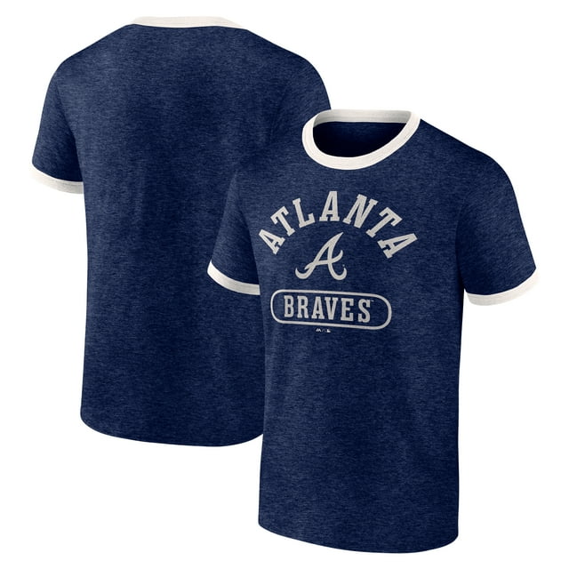 Atlanta Braves Men's Navy Reach High Bi-Blend Ringer T-Shirt, Up to Size 3XL