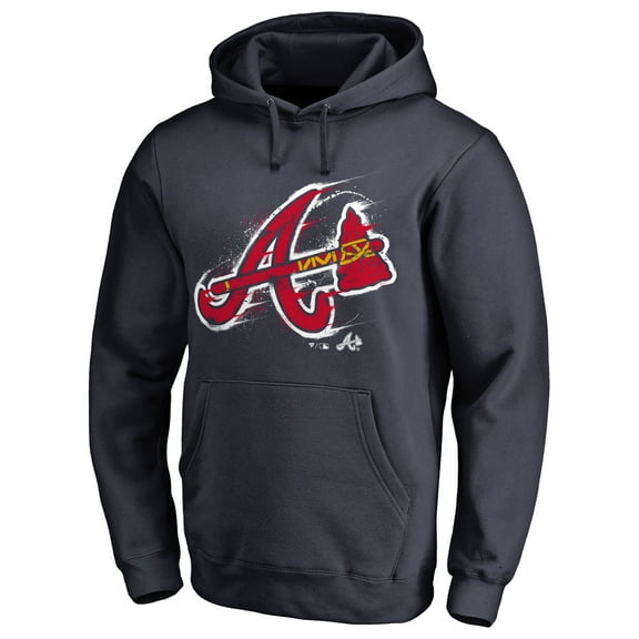 Men's Navy Atlanta Braves Splatter Logo Pullover Hoodie