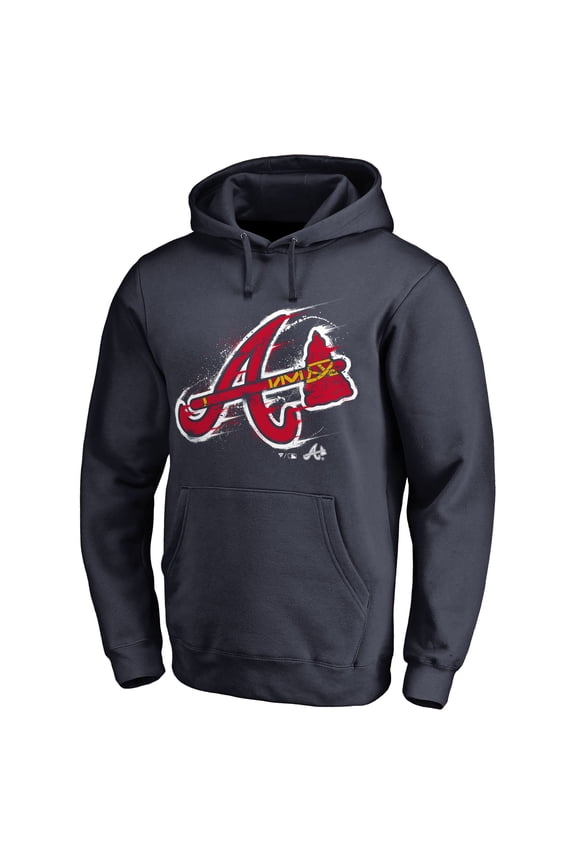Men's Navy Atlanta Braves Splatter Logo Pullover Hoodie