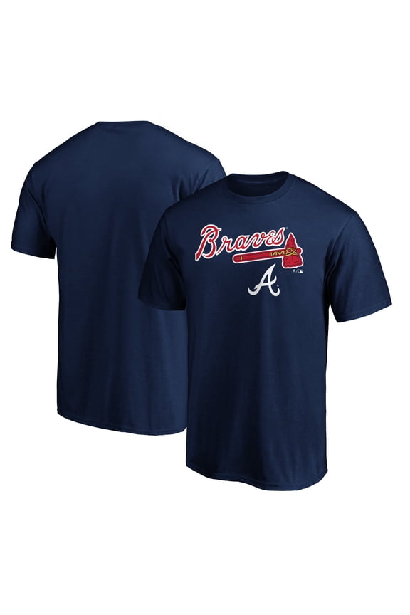 Men's Navy Atlanta Braves Team Lockup Logo T-Shirt