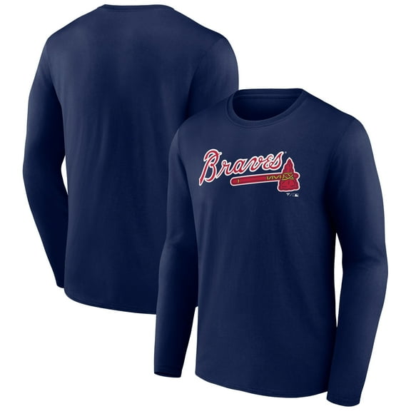 Men's Navy Atlanta Braves Wordmark Long Sleeve T-Shirt