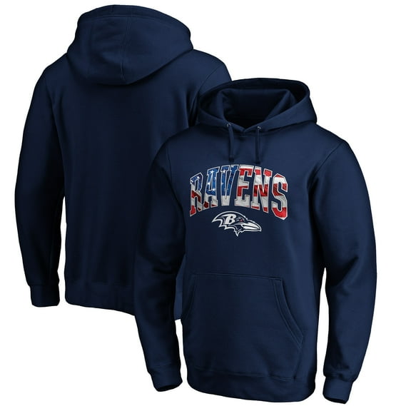 Men's Navy Baltimore Ravens Banner Wave Fitted Pullover Hoodie