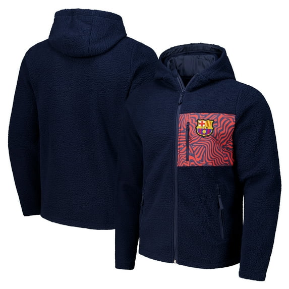 Men's Navy Barcelona Sherpa Full-Zip Hoodie Jacket