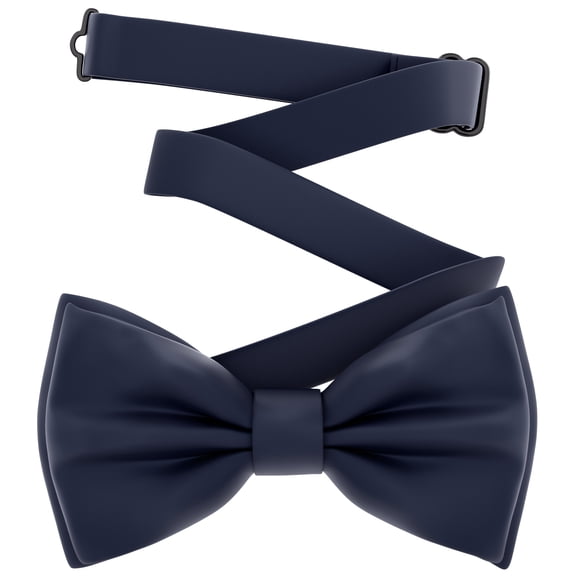Men's Navy Blue Bow Tie Pre-Tied Style Formal Satin Classic Bowtie for Tuxedo Faux Silk, by Adam Young (Large, Navy Blue)