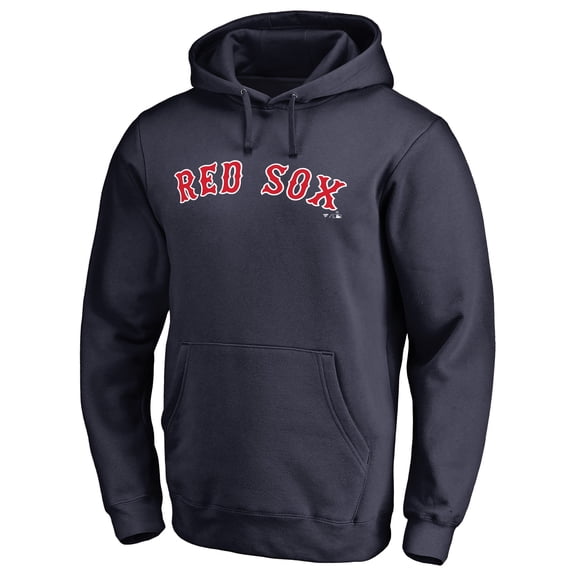 Men's Navy Boston Red Sox Official Wordmark Fitted Pullover Hoodie
