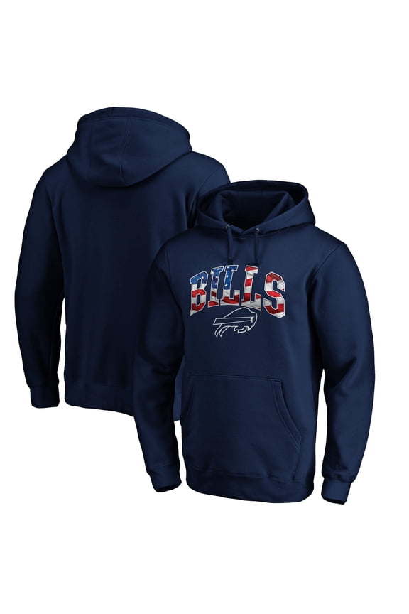 Men's Navy Buffalo Bills Banner Wave Fitted Pullover Hoodie