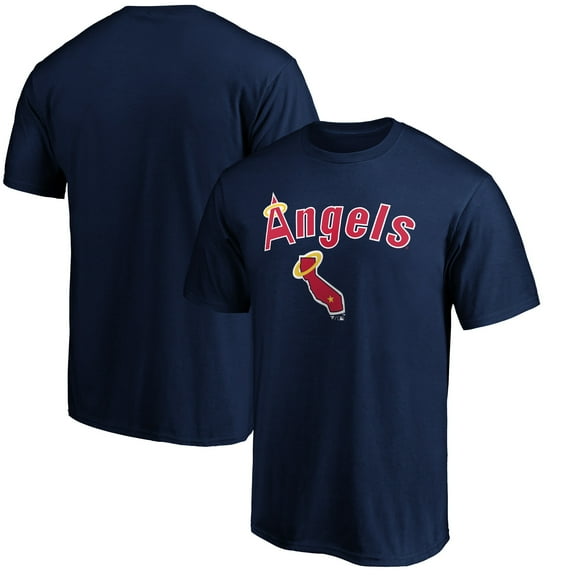 Men's Navy California Angels Team Cooperstown Collection Wahconah T-Shirt