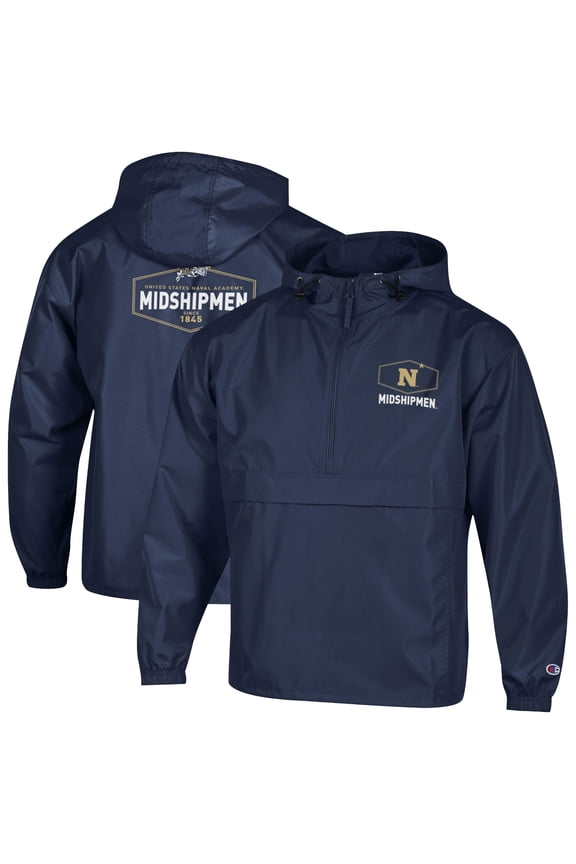 Men's Navy Champion Navy Midshipmen Delay Packable Half-Zip Jacket
