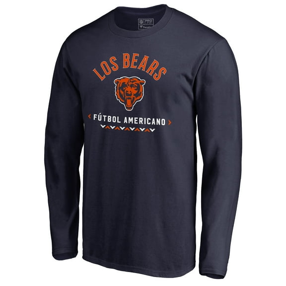 Men's Navy Chicago Bears Futbol Americano Long Sleeve T-Shirt