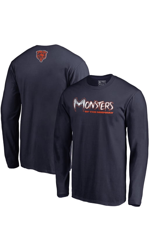 Men's Navy Chicago Bears Monsters Long Sleeve T-Shirt